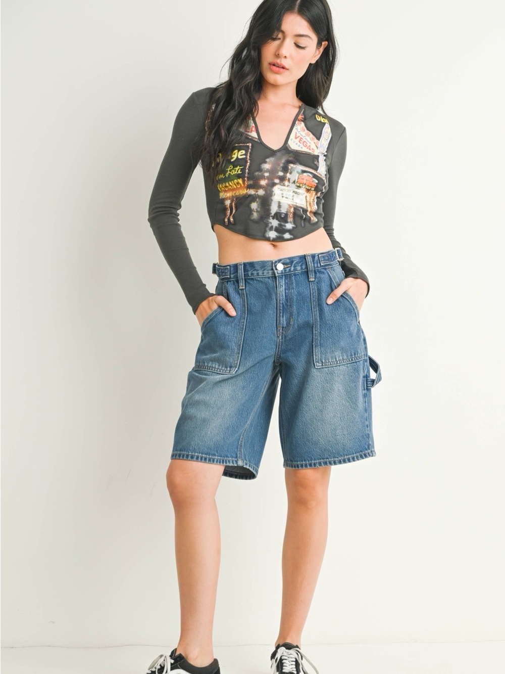 Just Black Blue Denim Cargo Shorts